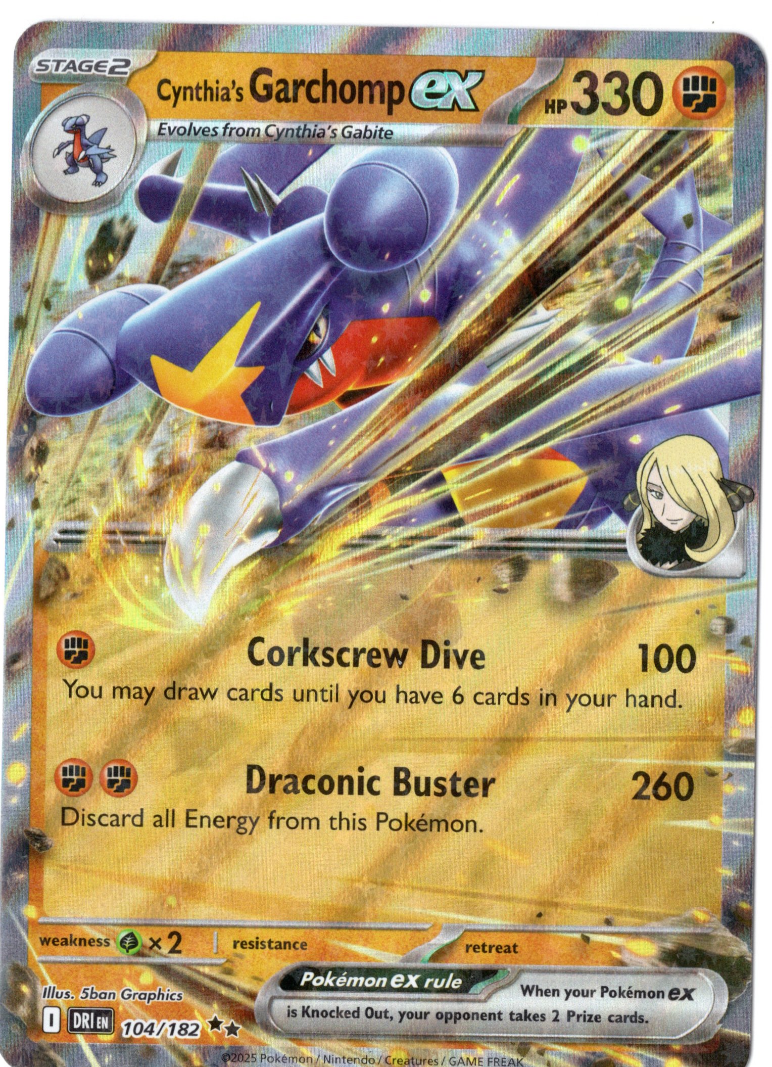 Pokemon Cynthia's Garchomp ex 104/182 Destined Rivals Double Rare