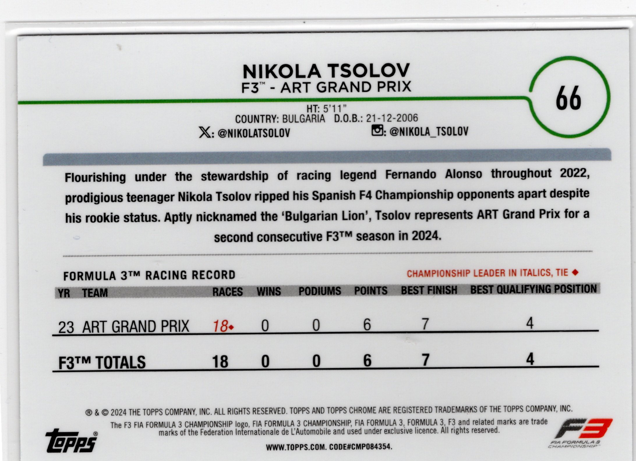 thumbnail image 2 of 2024 Topps Chrome Formula 1 Black & White RayWave Refractor – Near Mint+ 2 of 4