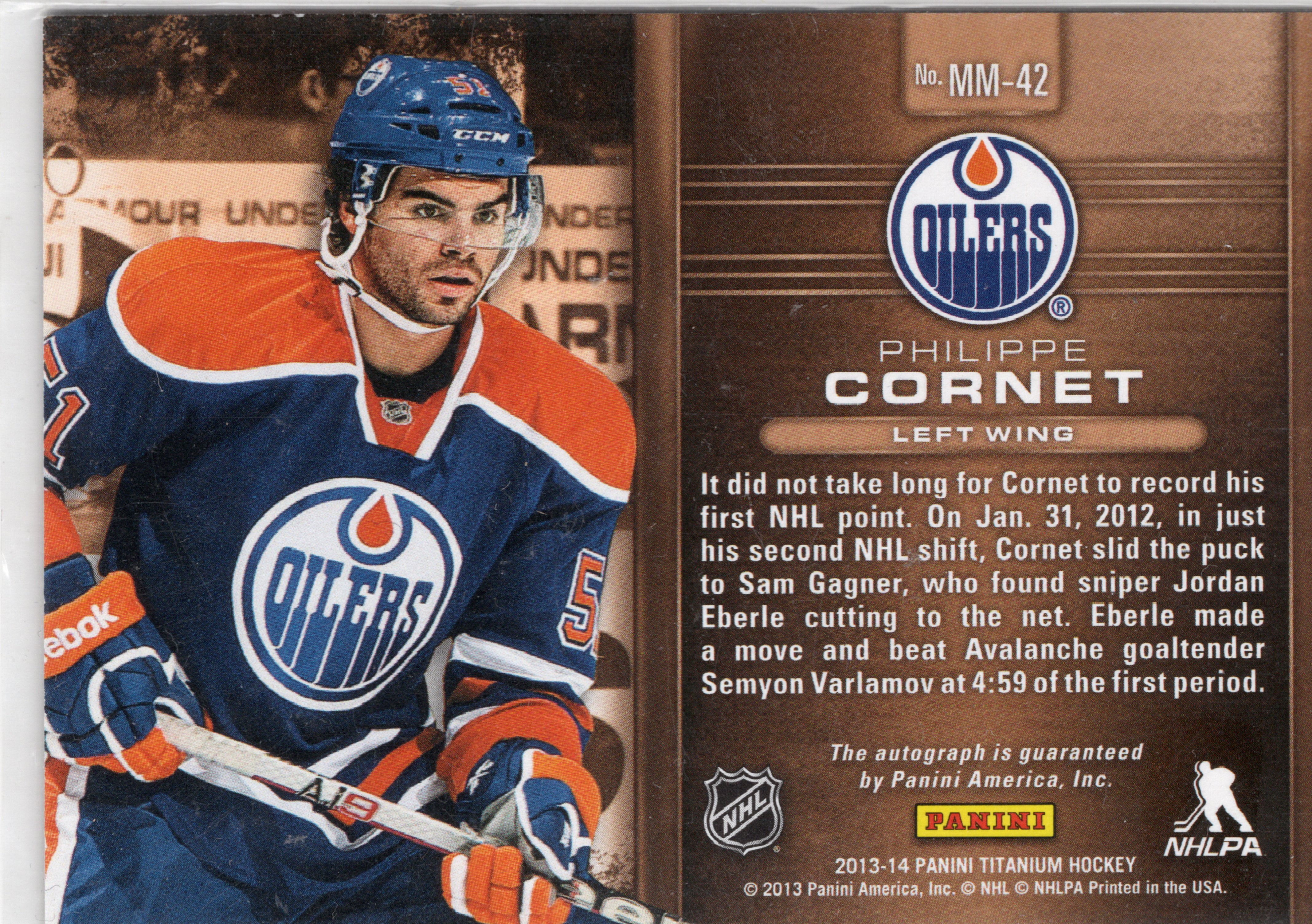 2013-14 Panini Titanium Metallic Marks #MM42 Philippe Cornet