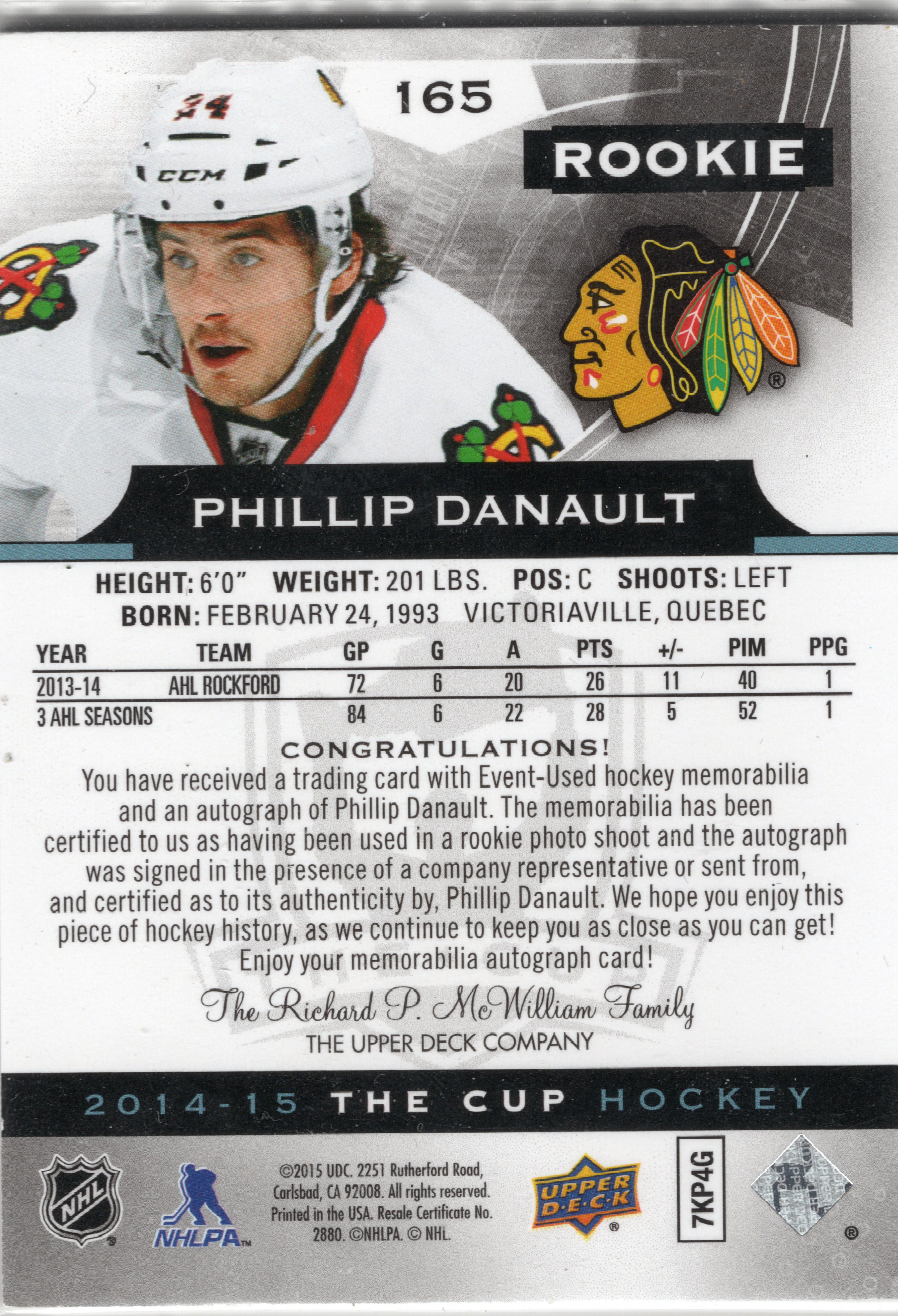 2014-15 Upper Deck The Cup #165 Phillip Danault RC, /249