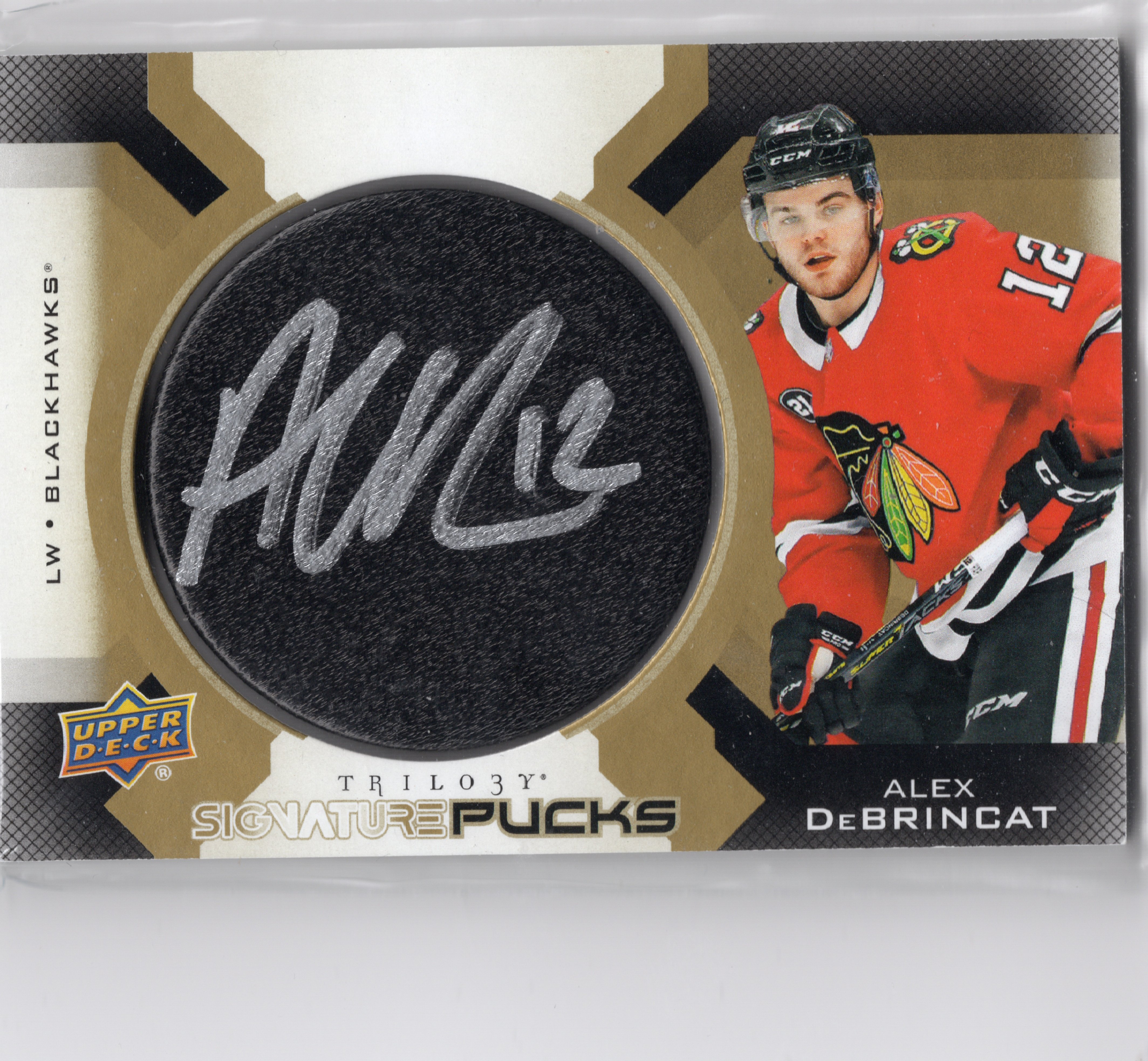 2020-21 Upper Deck Trilogy 2019-20 Upper Deck Trilogy Update I Signature Pucks #SPAD Alex DeBrincat