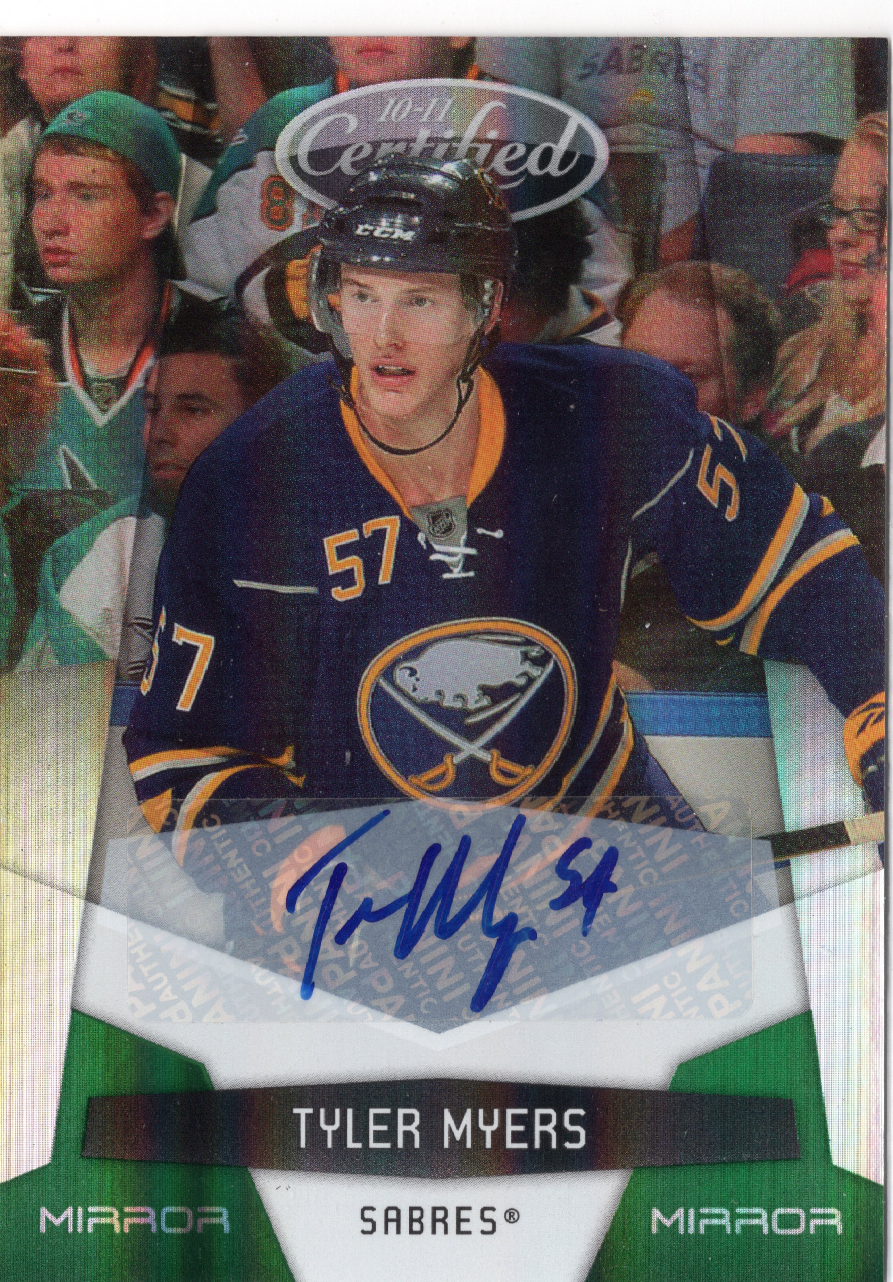 2010-11 Panini Certified Mirror Emerald Signatures #18 Tyler Myers /5