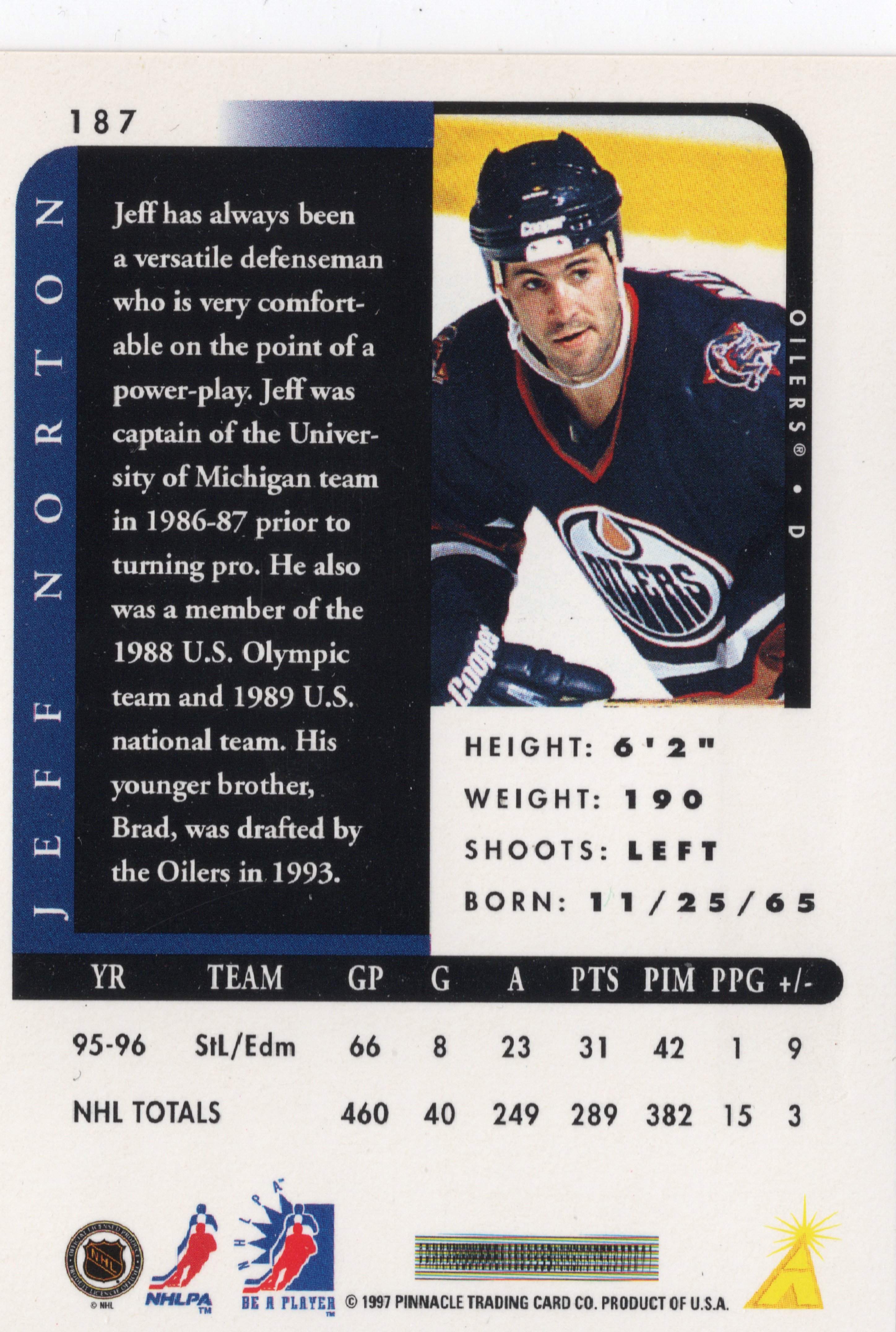 1996-97 Pinnacle Be a Player Autographs Silver #187 Jeff Norton
