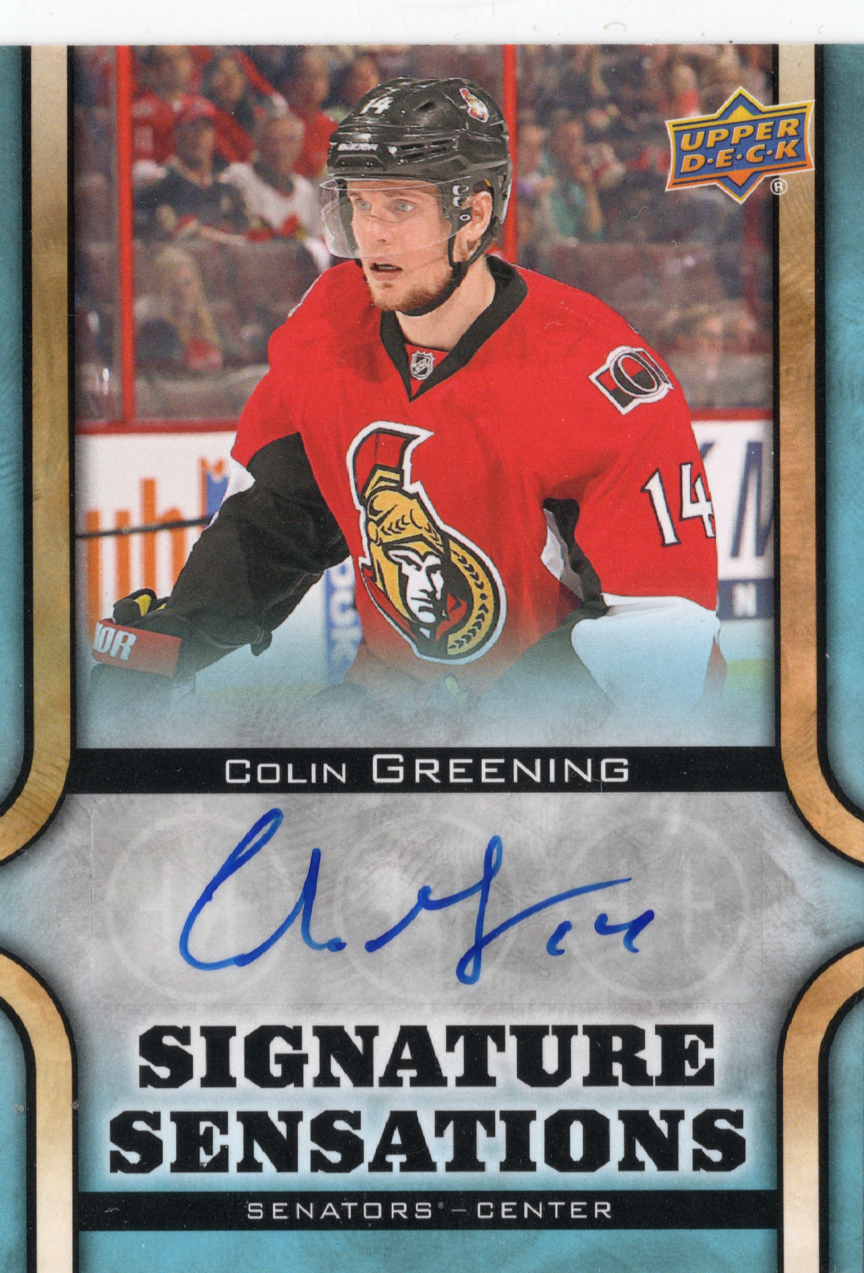2013-14 Upper Deck Signature Sensations #SSCG Colin Greening