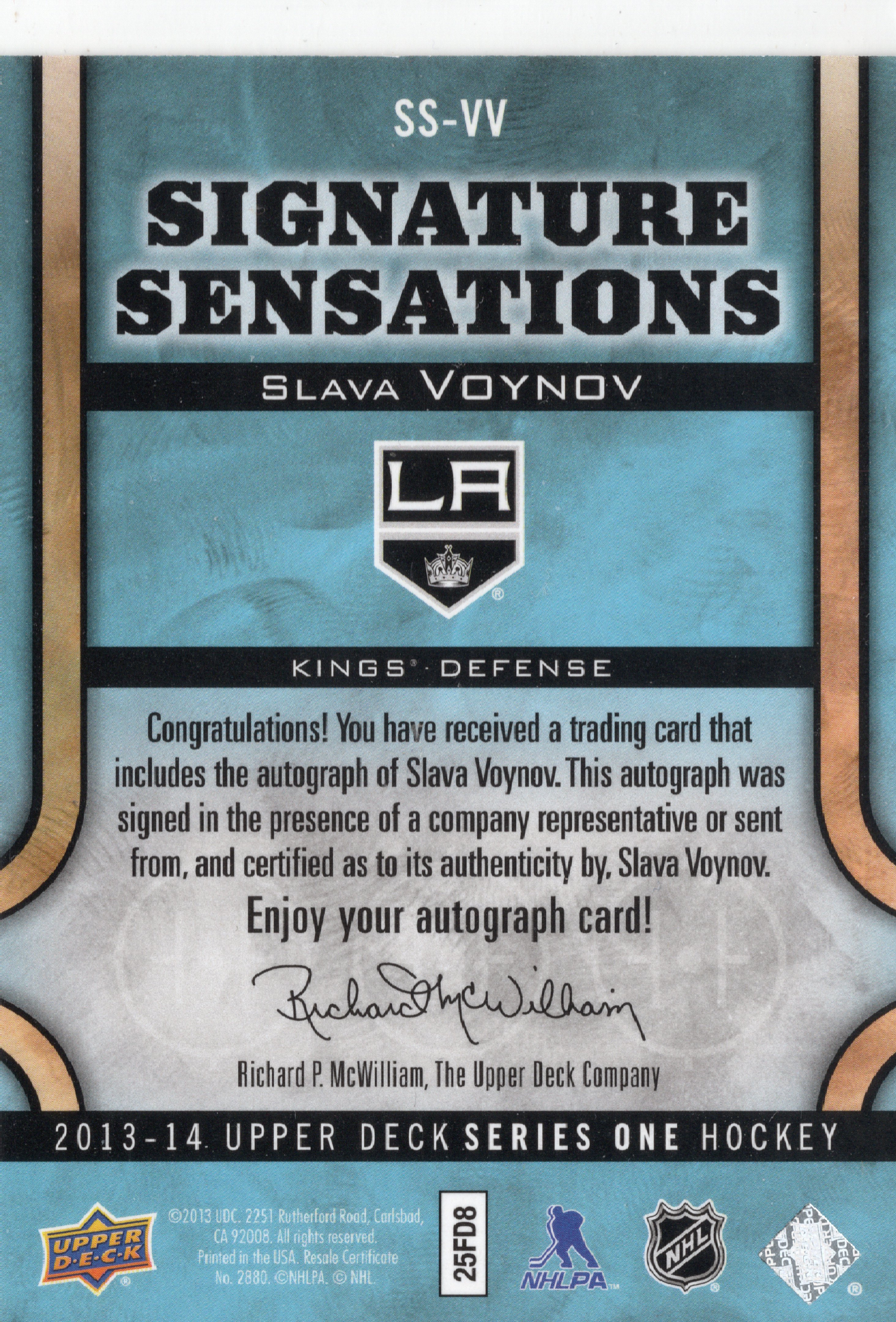 2013-14 Upper Deck Signature Sensations #SSVV Slava Voynov