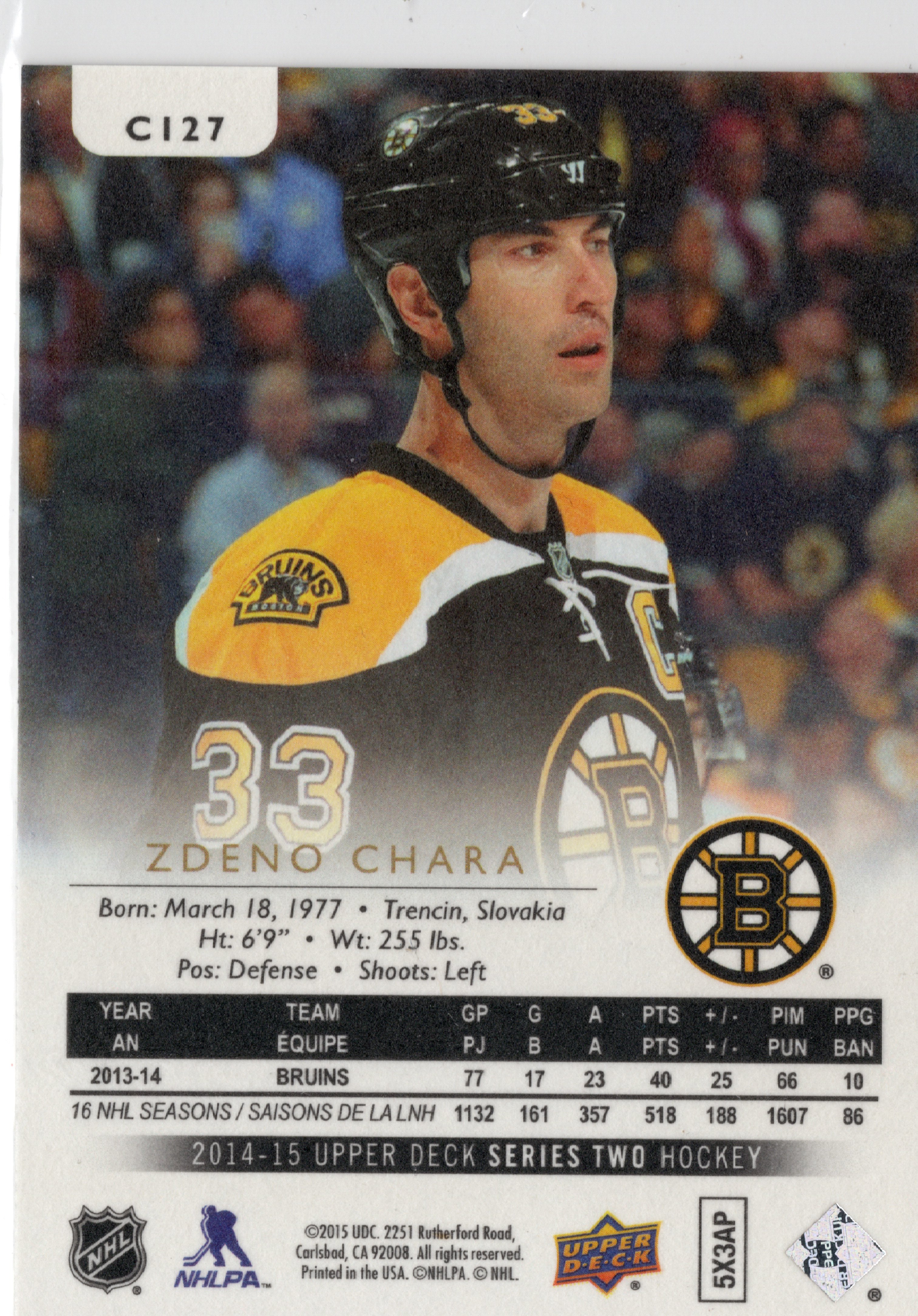 2014-15 Upper Deck UD Canvas #C127 Zdeno Chara