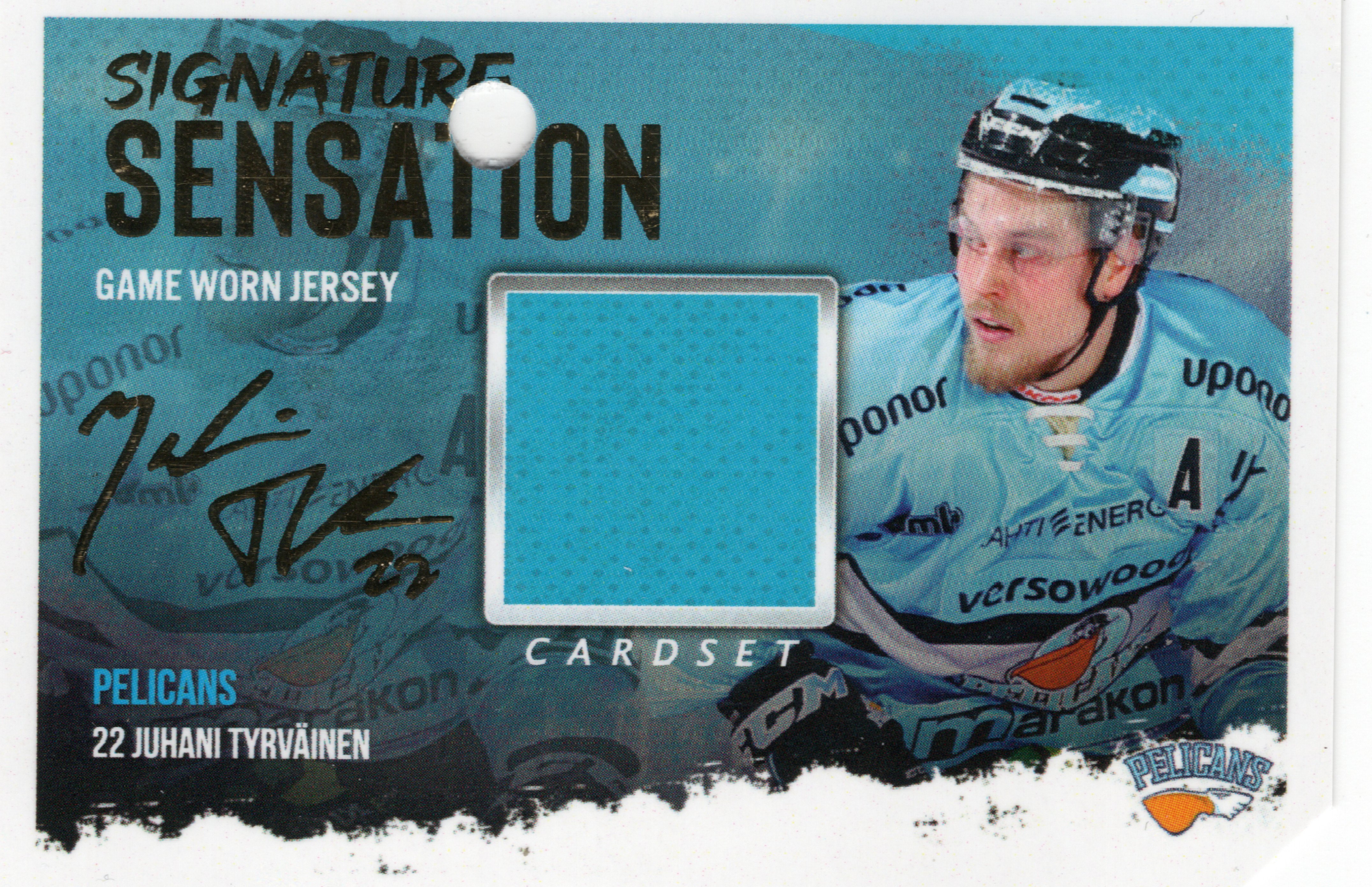 2019-20 Cardset Signature Sensation Game Worn Jersey #NNO Juhani Tyrväinen /50