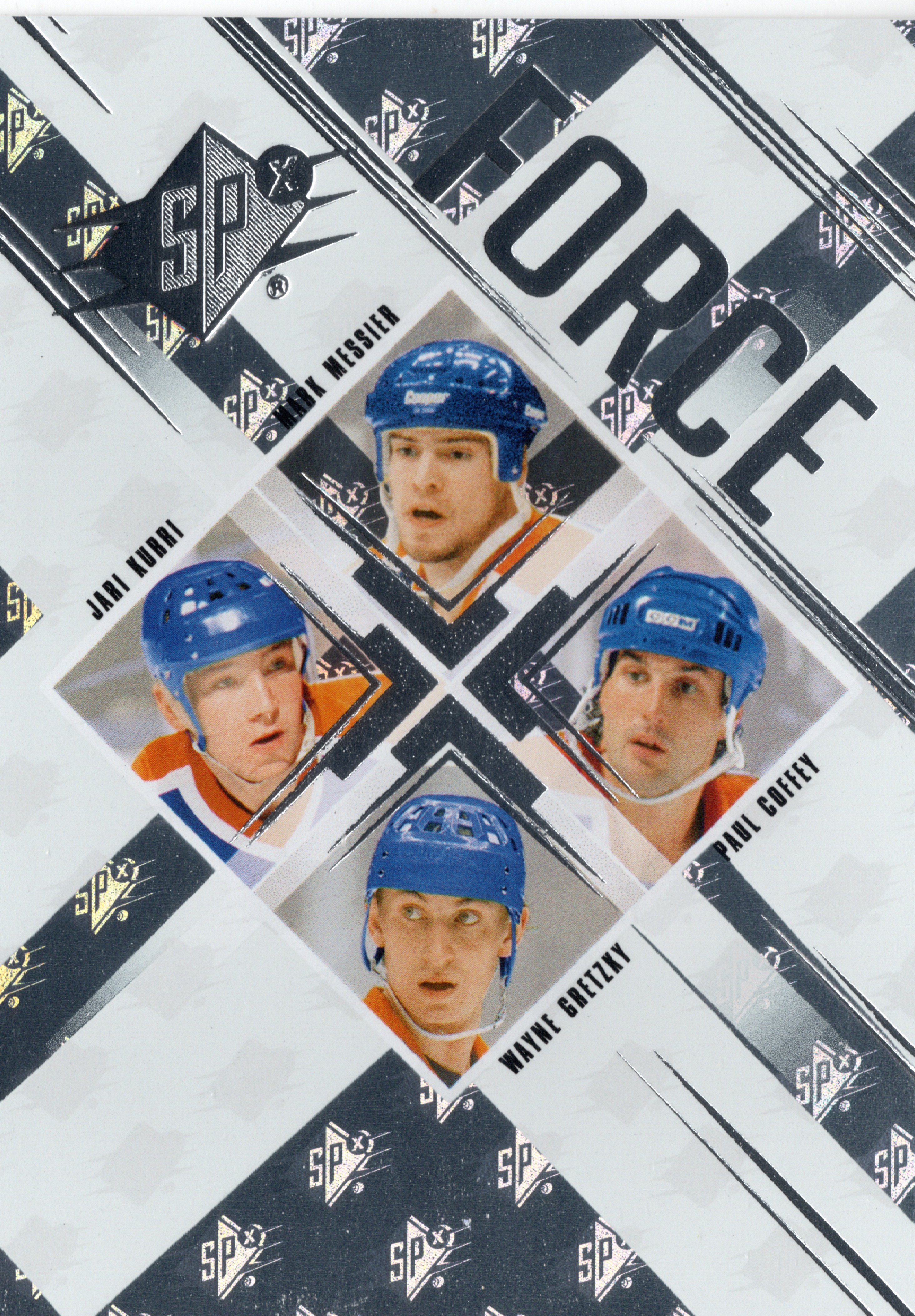 2024-25 SPx Force #SFMKCG Mark Messier / Jari Kurri / Paul Coffey / Wayne Gretzky