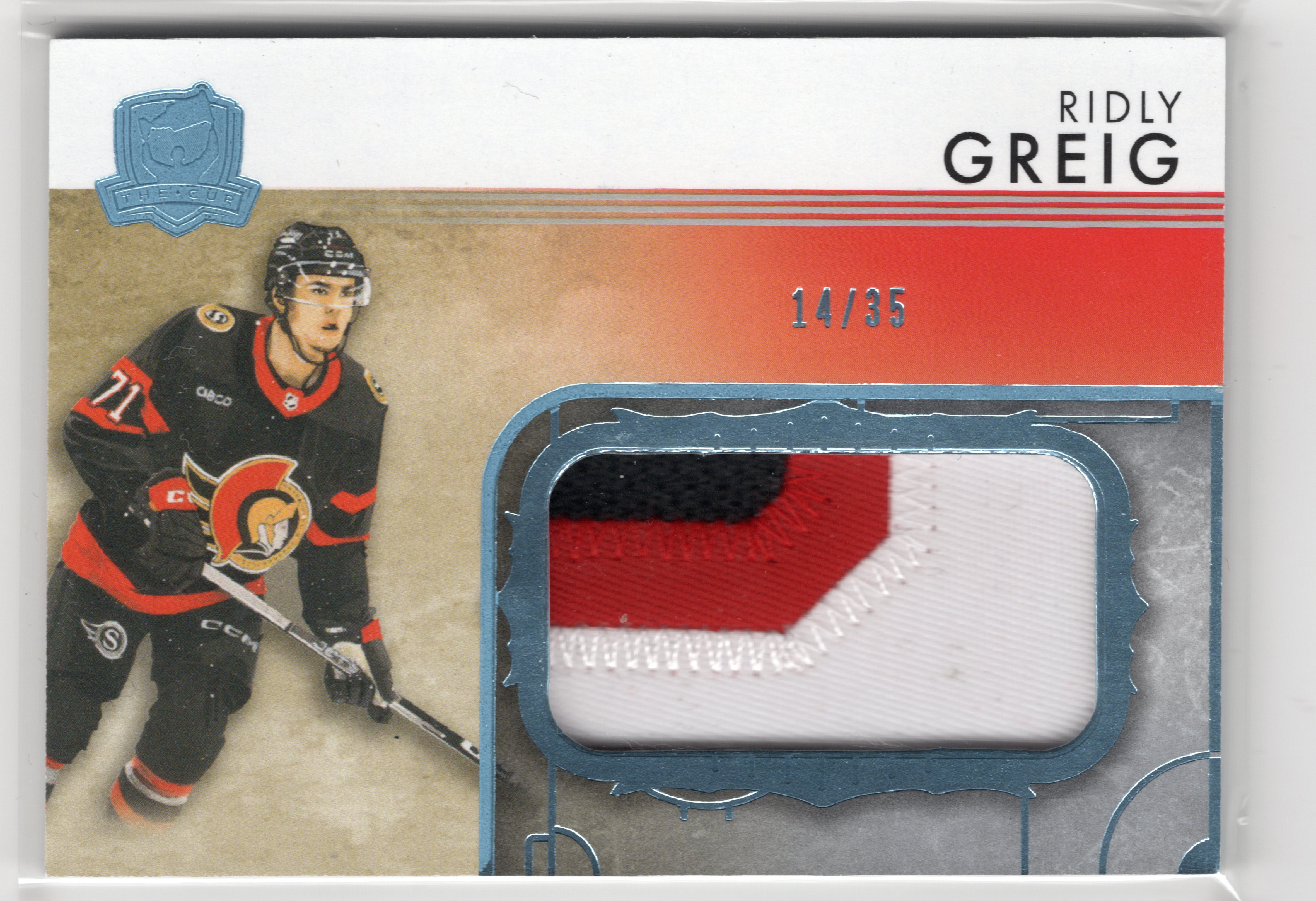 2023-24 Upper Deck The Cup Rookie Rink Gallery Patch #RGRGV1 Ridly Greig /35