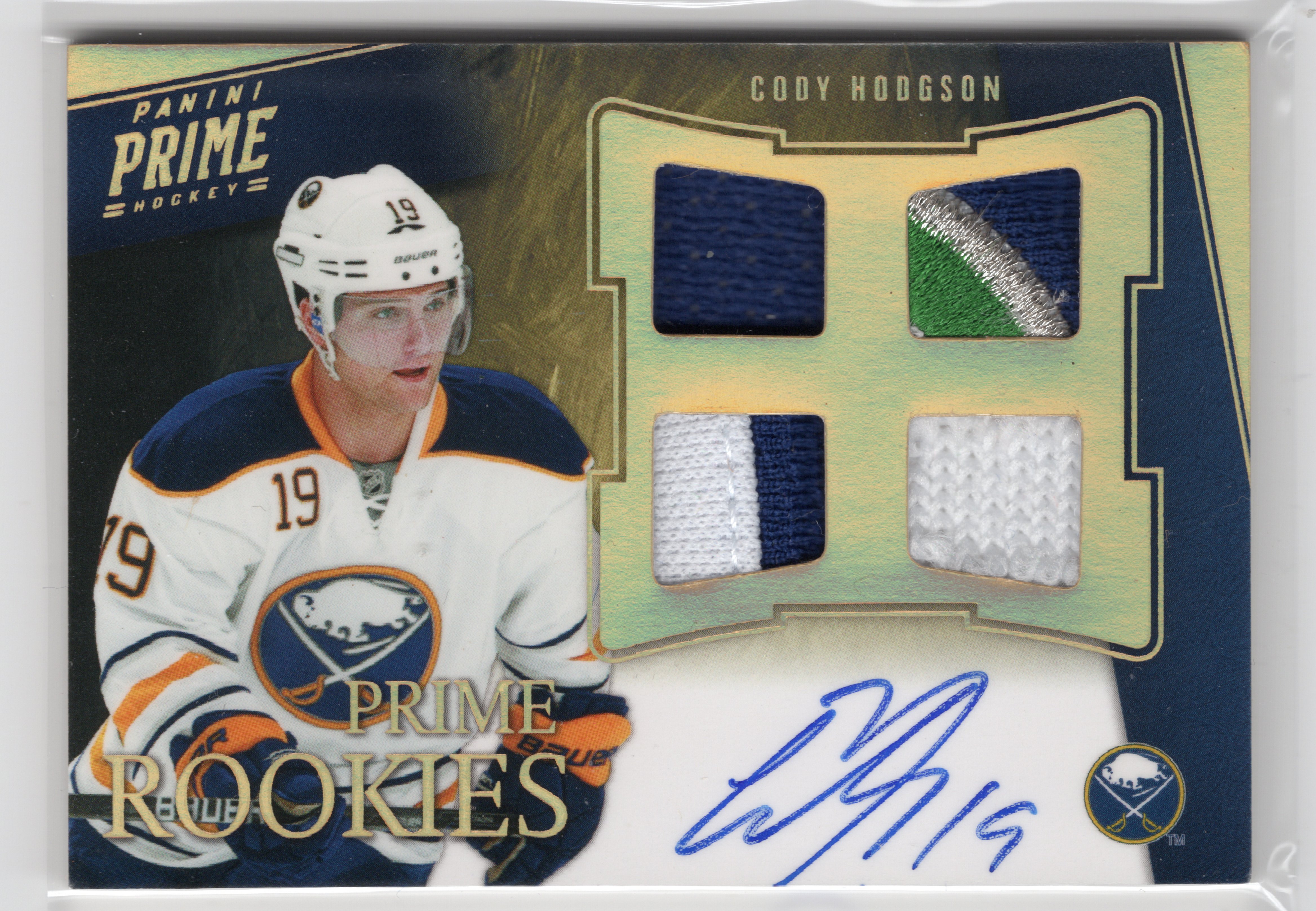 2011-12 Panini Prime Prime Rookies Gold Jerseys Autographed #103 Cody Hodgson /25