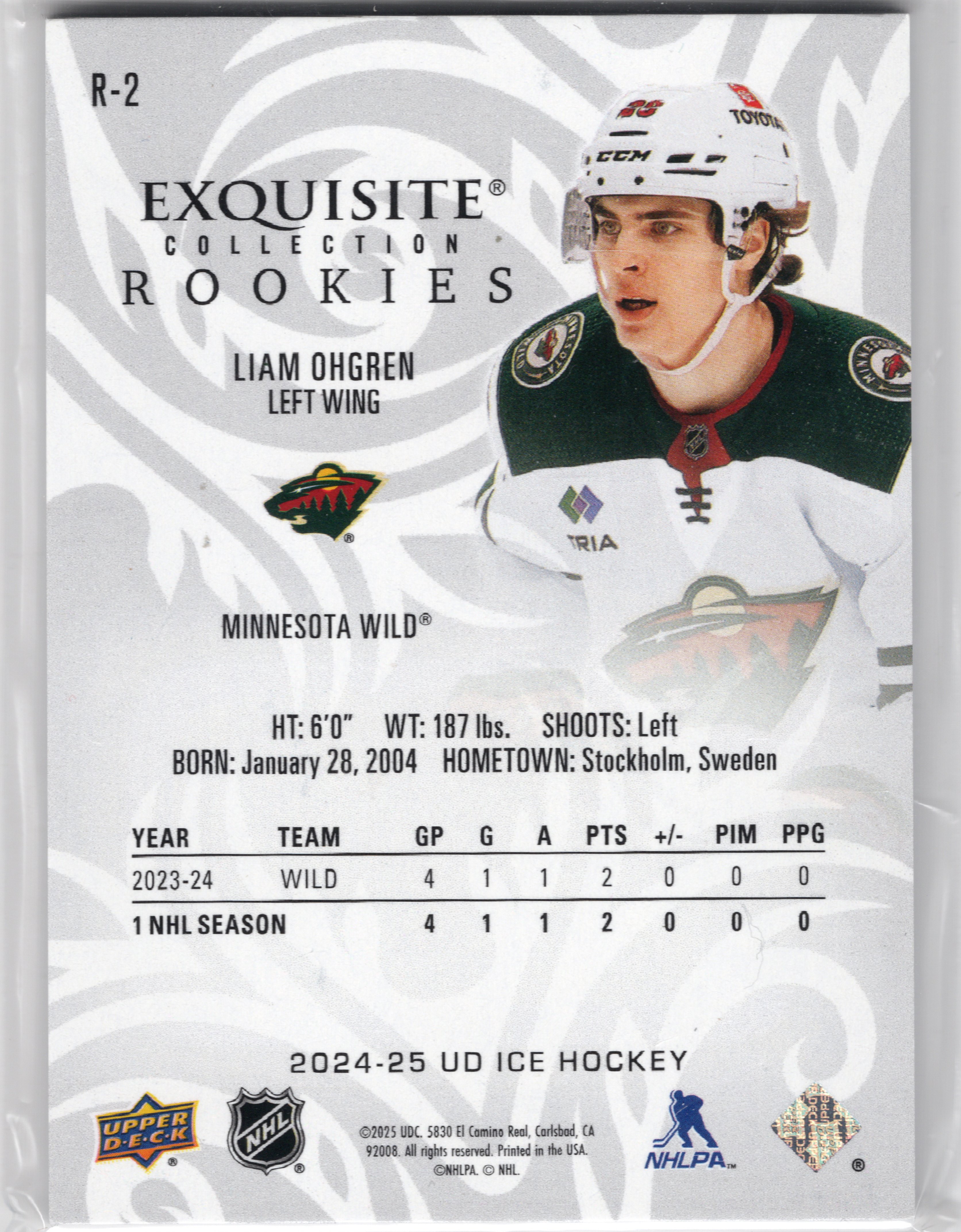 2024-25 Upper Deck Ice Exquisite Collection Rookies #R2 Liam Ohgren /299