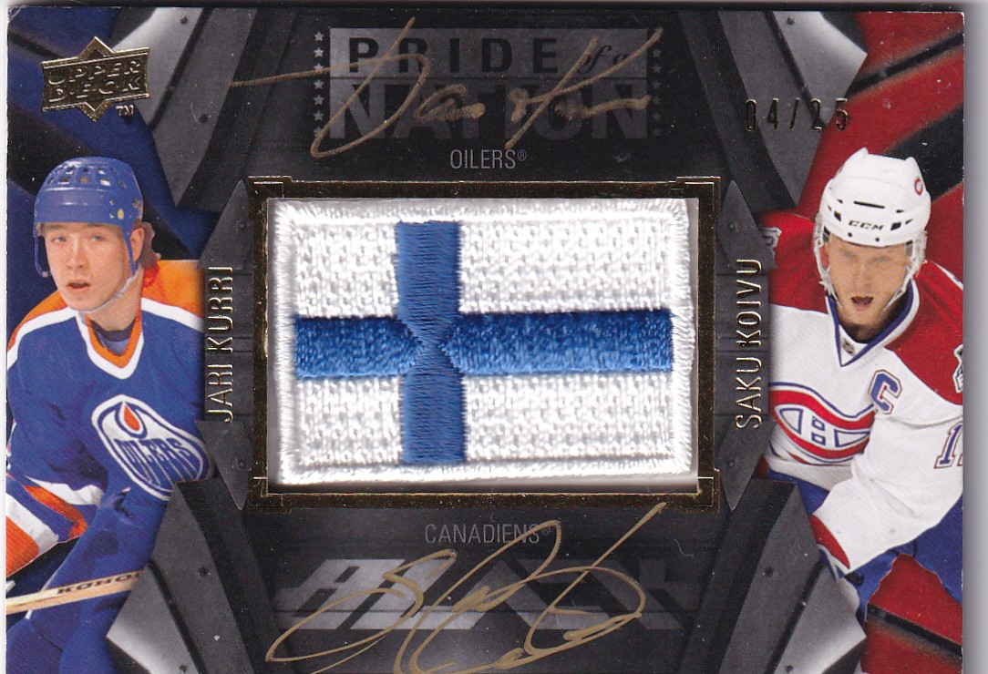  2009-10 UD Black Pride of a Nation Patches Autographs Dual #PN2JS Saku Koivu/Jari Kurri