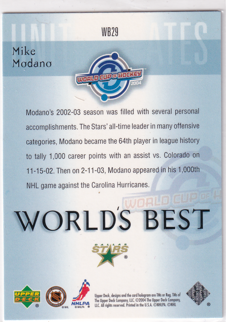 2004-05 Upper Deck World's Best #WB29 Mike Modano