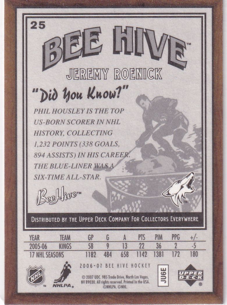 2006-07 Beehive Wood #25 Jeremy Roenick