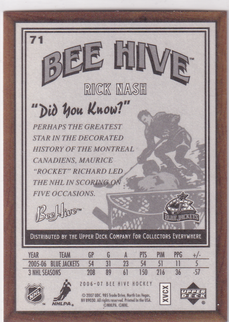 2006-07 Beehive Wood #71 Rick Nash