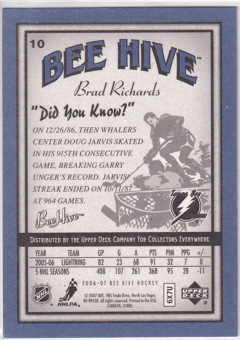 2006-07 Beehive Blue #10 Brad Richards