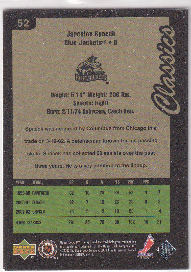 2002-03 Upper Deck MVP Classics #52 Jaroslav Spacek