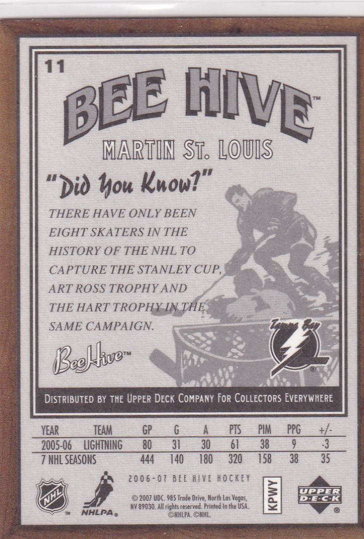 2006-07 Beehive Wood #11 Martin St. Louis