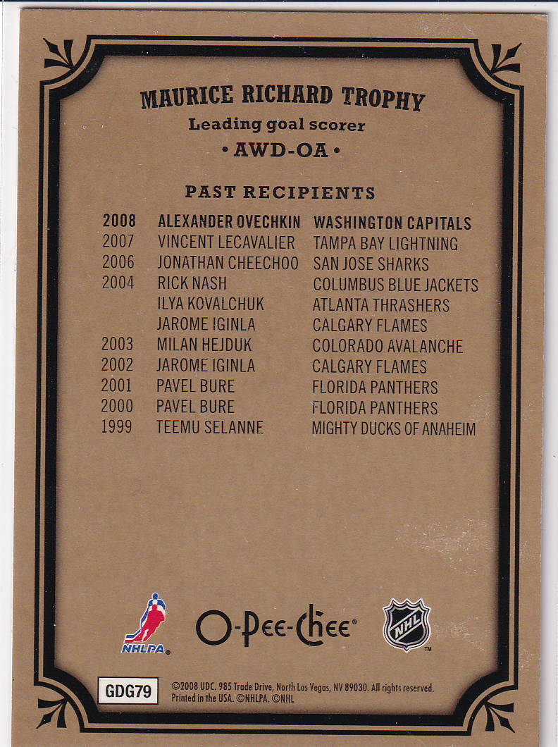 2008-09 O-Pee-Chee Trophy Cards #AWDOA Maurice Richard