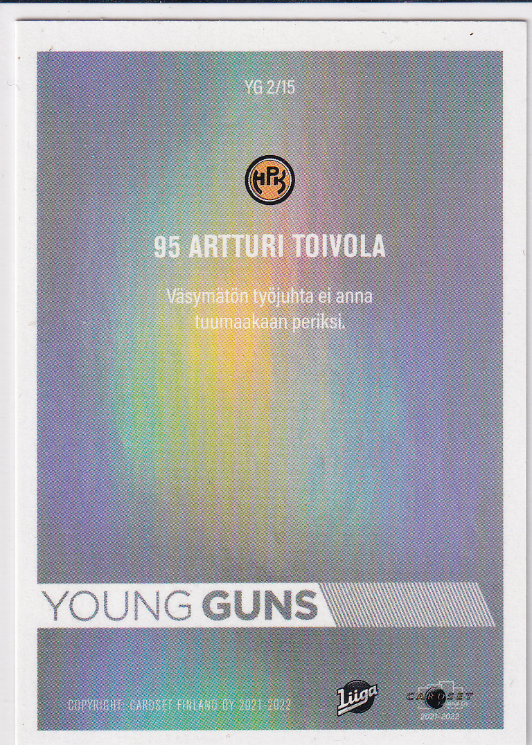 2021-22 Cardset Finland Young Guns #YG2 Artturi Toivola