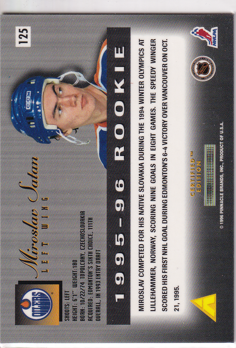 1995-96 Select Certified #125 Miroslav Satan RC