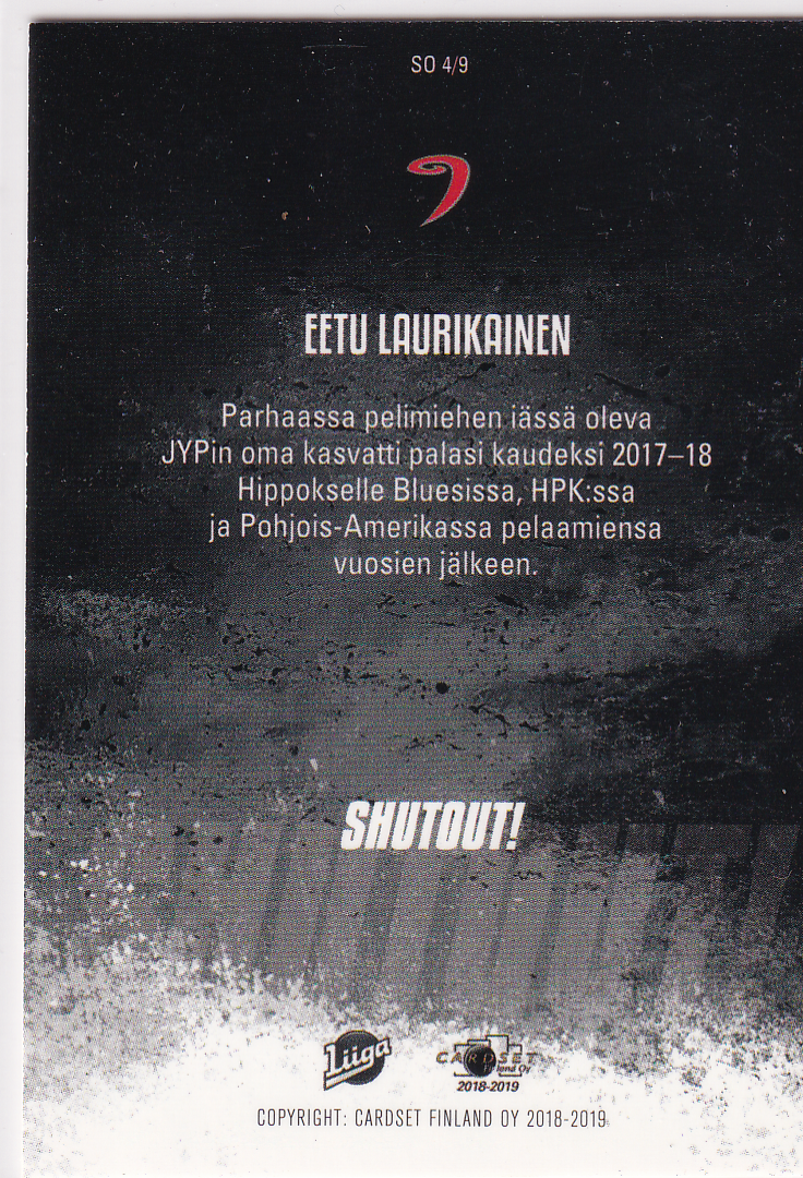 2018-19 Cardset Shutout! #SO4 Eetu Laurikainen
