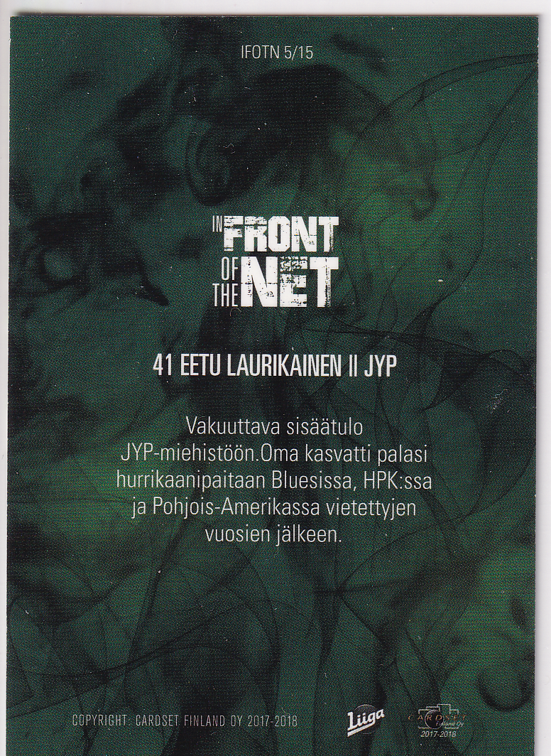 2017-18 Cardset In Front of the Net #IFOTN5 Eetu Laurikainen