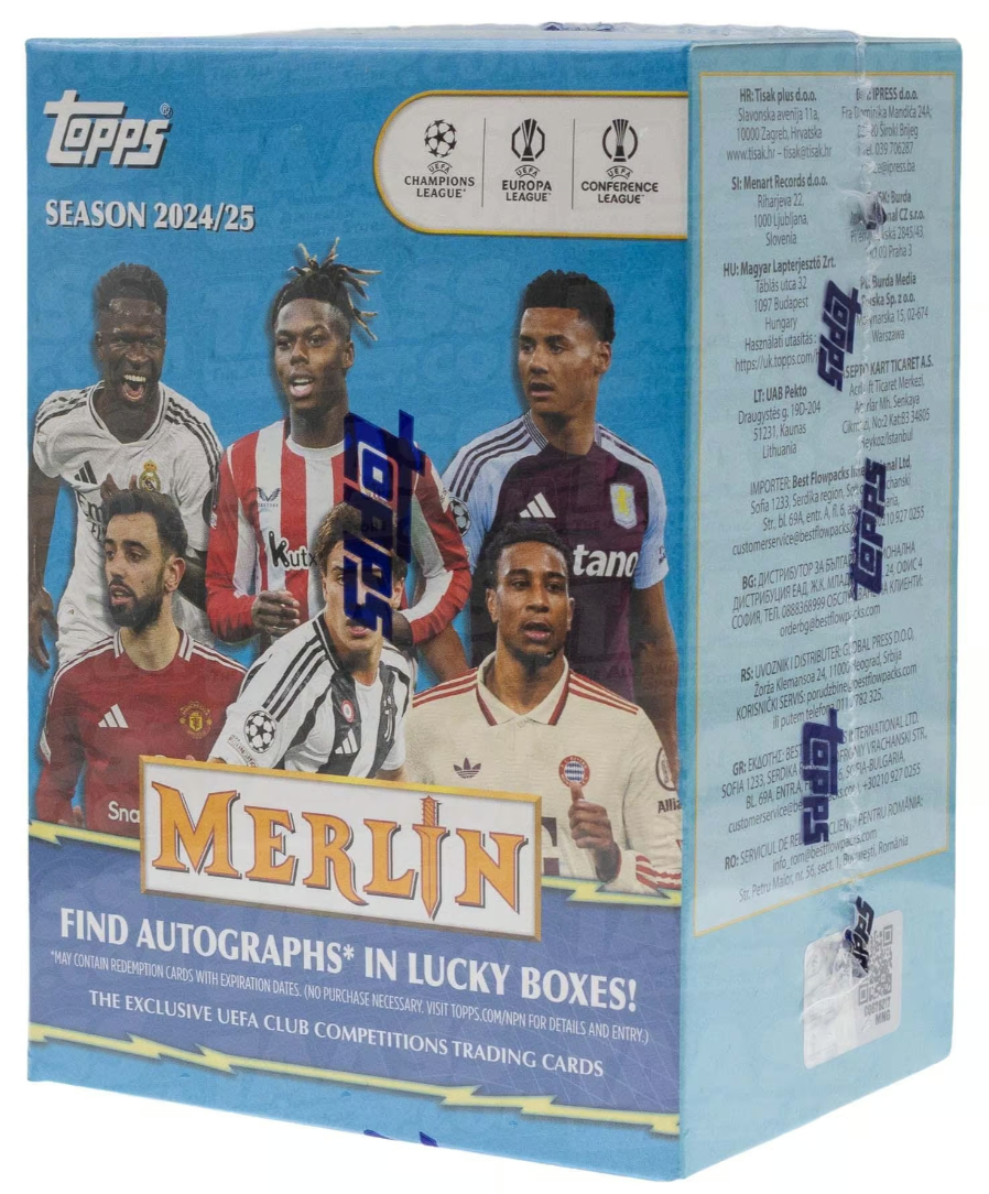 2024-25 Topps Merlin UEFA Club Competitions Soccer 7-Pack Blaster Box