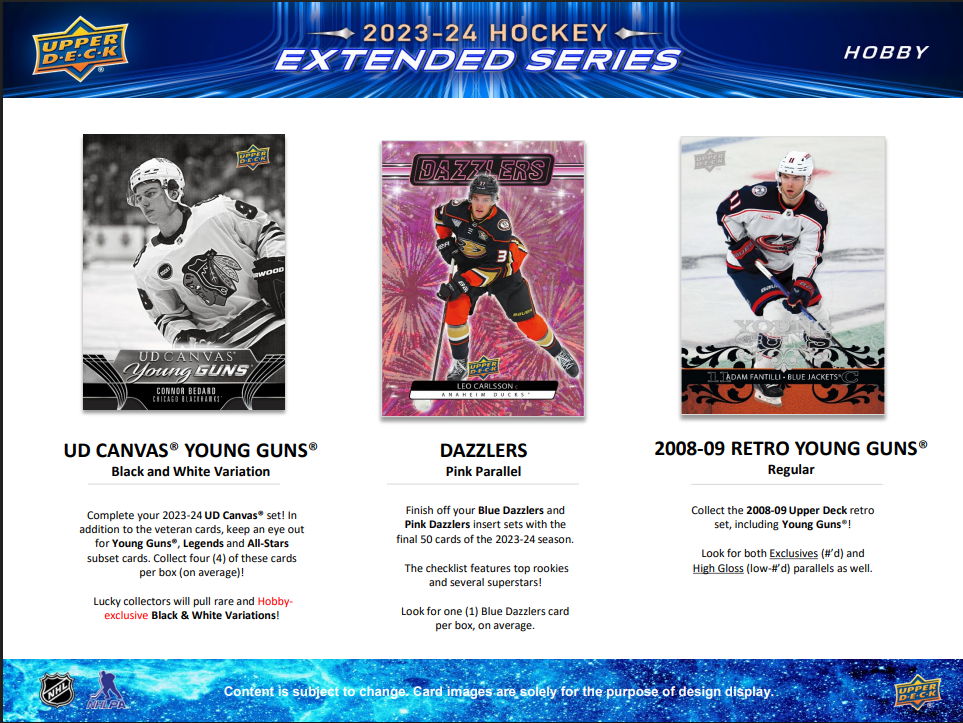 2023-24 Upper Deck Extended Series Hockey Hobby, loose pack 1pcs