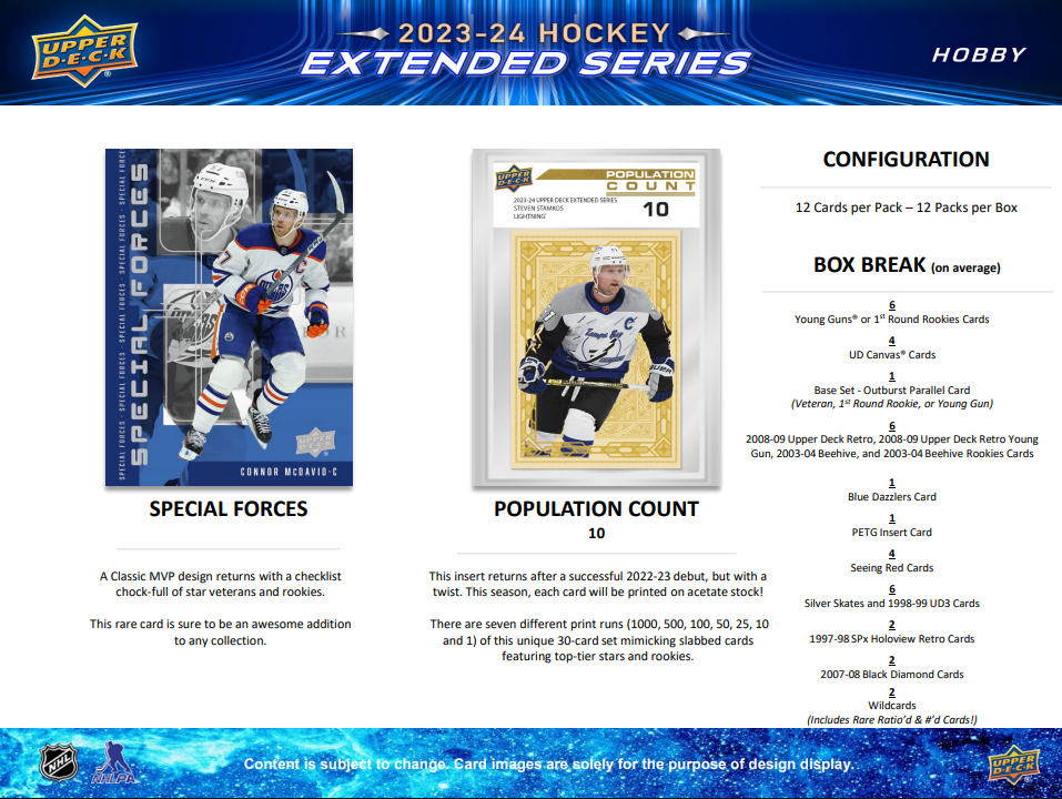 2023-24 Upper Deck Extended Series Hockey Hobby, loose pack 1pcs
