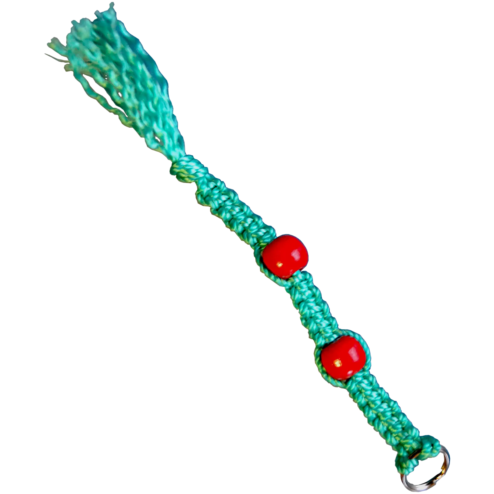 Avaimenper&auml; puuhelmill&auml; solmeiltu